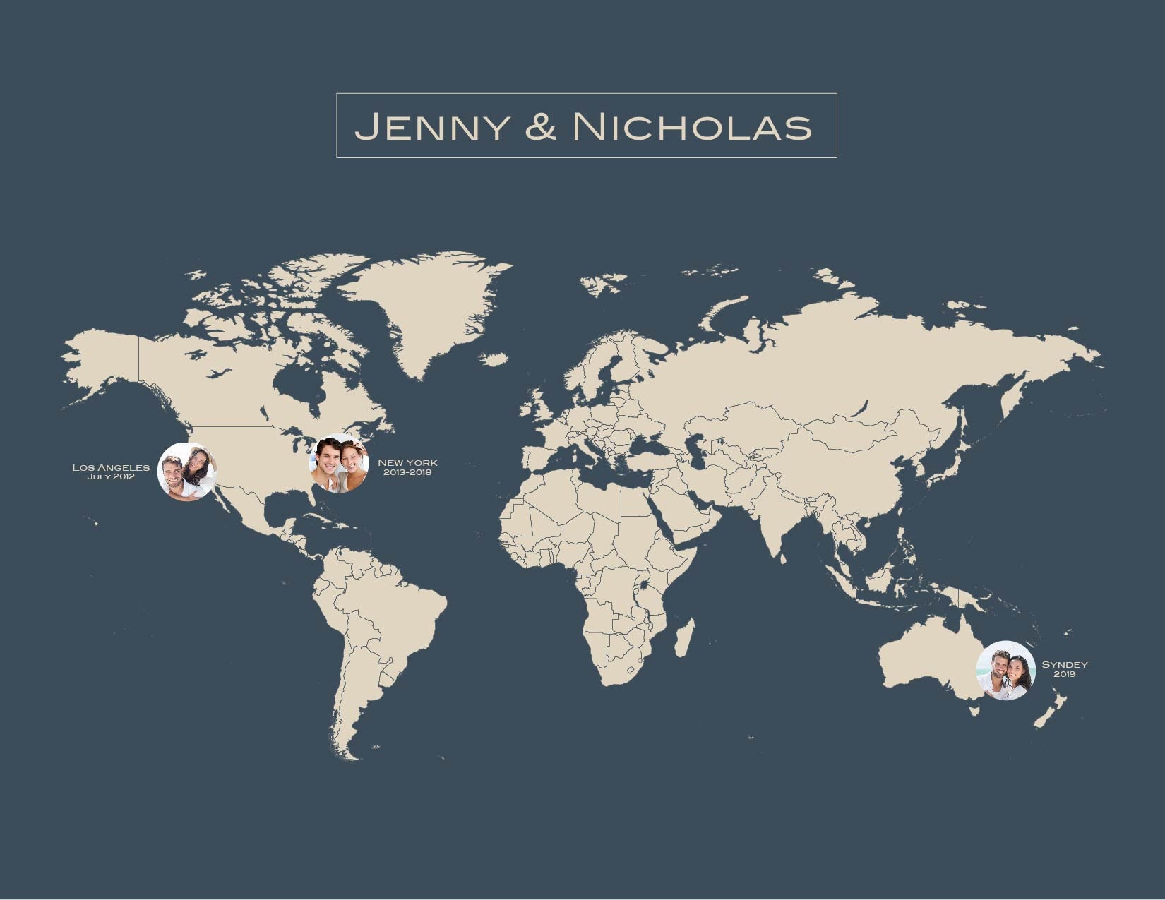 Personalized Custom World Map, Celebrate Your Relationship, Family ...