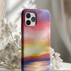 Sunset Landscape Tough Phone Case, Protective Phone Cover, Vibrant Nature Art, Gift for Nature Lovers, Summer Vibes