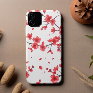 Funda para teléfono resistente con diseño floral, elegante diseño de flor de cerezo, protección duradera, regalo para ella, accesorio para teléfono, amantes de la naturaleza