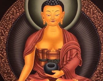 釈迦牟尼仏タンカ | 手描きチベット仏教美術 | 悟りを開いた者