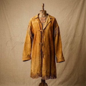 Traditional Native American War Shirt Vintage Suede Leather Warrior Buckskin Winter Coat: Native American War Rendezvous Boho Shirt
