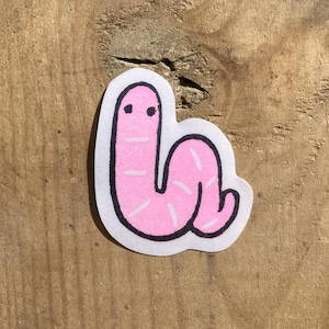 Earthworm Bug Insect Vinyl Sticker | Hank The Worm | Laptop Decal Water Bottle Decal | Handmade Art | Sticker Stamps | Lino Cut Stickers