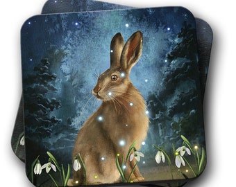 Hare in the snowdrops Coaster