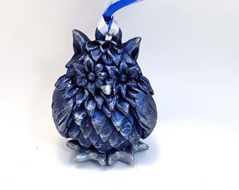 Owl Christmas Decoration (Blue and Silver)