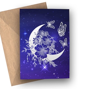 Carte de voeux papillon lune