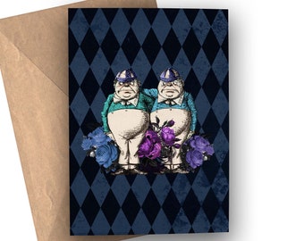 Alice in Wonderland Greetings Card (Tweedle DUm and Tweedle Dee)