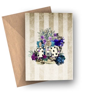 Biglietto d'auguri per Alice nel Paese delle Meraviglie (dipingere rose)
