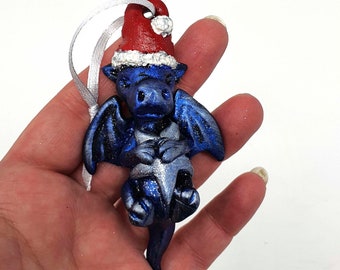 Dragon Christmas Decoration ( Small Blue and Silver)