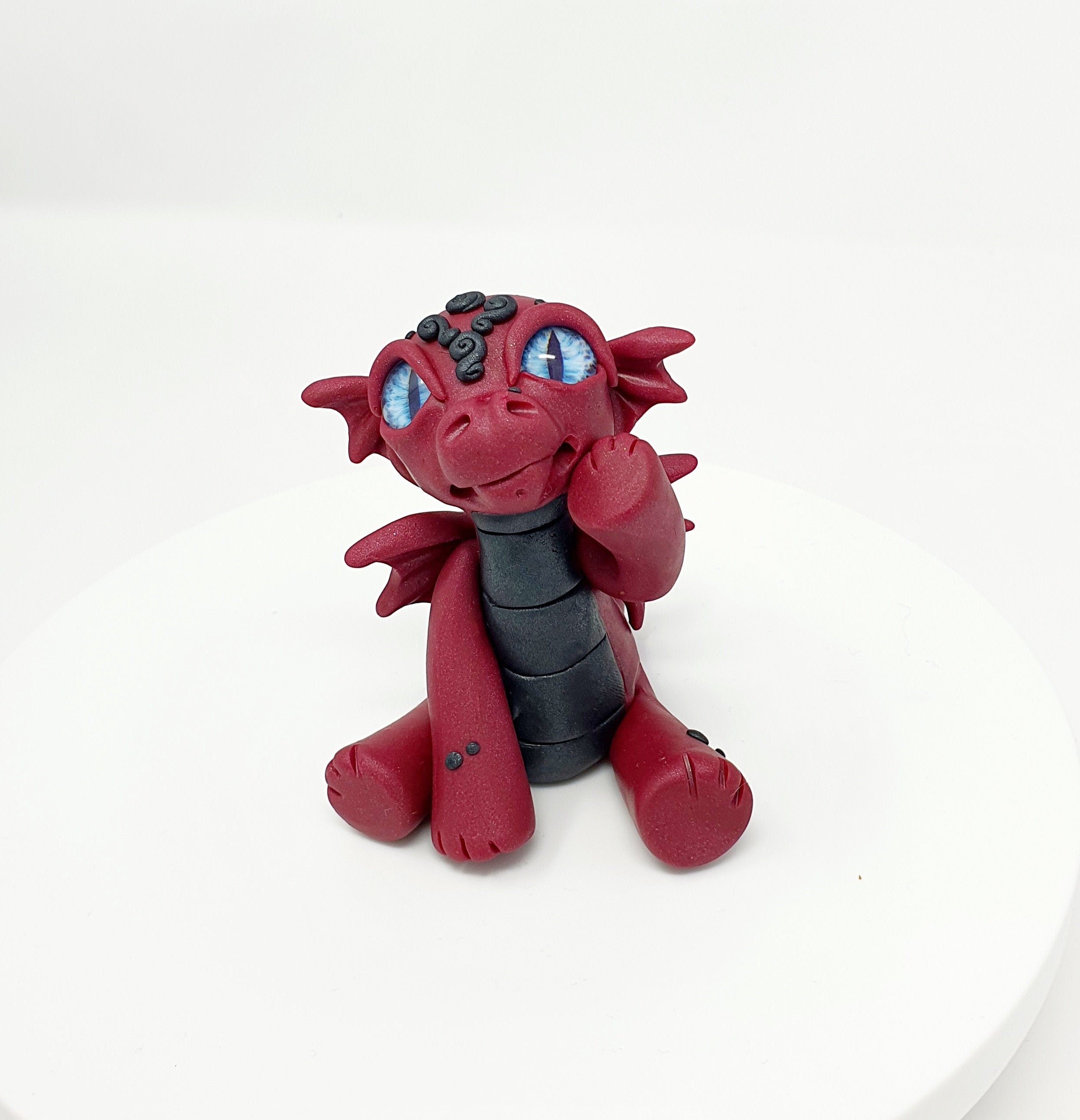 Kleiner roter und schwarzer Drache Skulptur Handarbeit Etsy