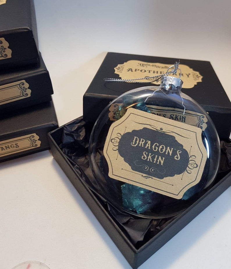 Christmas deoctaion or gift for a Witch Wizard Dragon/'s Skin Apothecary Luxury Glass Potion Bauble