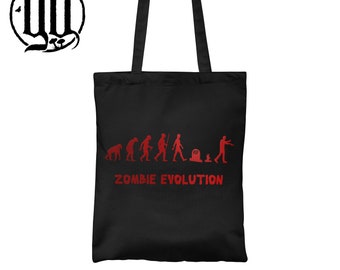 Zombie Evolution  Tote Bag -  Metallic Red on Black
