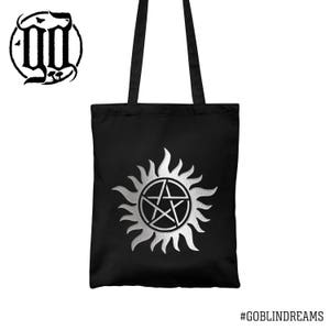 Anti Possession Tote Bag - Silver on Black - Supernatural