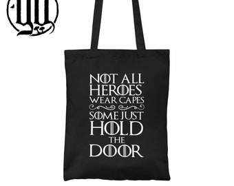 Hold the Door Tote Bag - white on Black