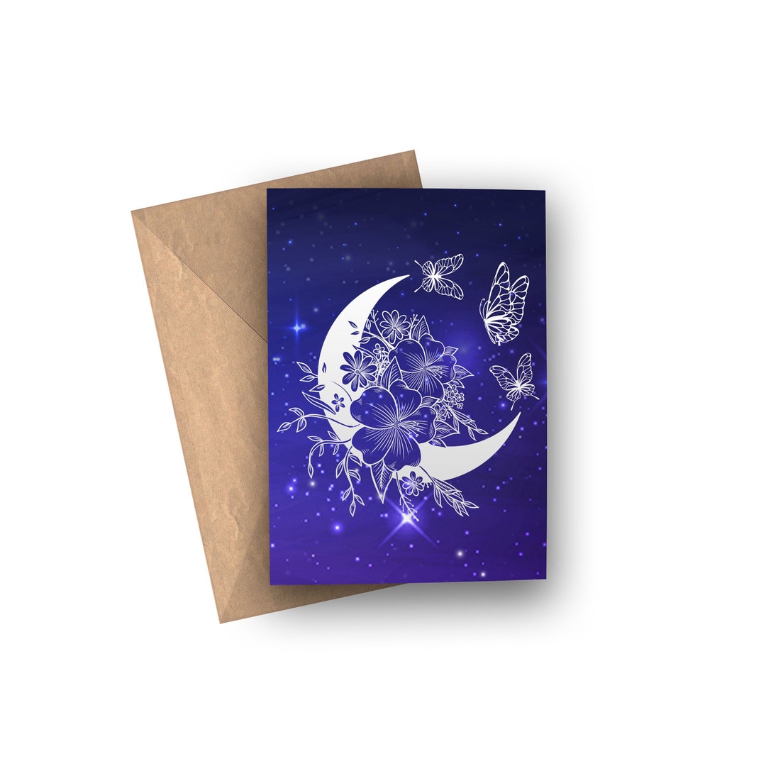 Butterfly Moon Greetings Card - Etsy