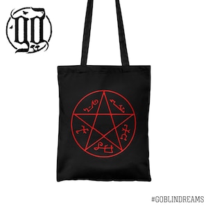Devil&#39;s Trap Tote Bag - Red on black Supernatural