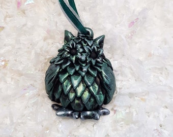 Owl Christmas Decoration (Green and silver)