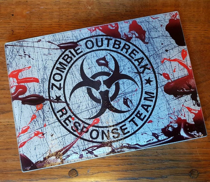 Zombie Outbreak Response Team Blood Splatter Chopping Board