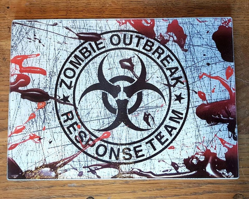 Zombie Outbreak Response Team Blood Splatter Chopping Board