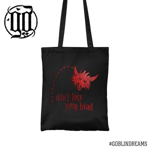 Don&#39;t Lose your head Tote Bag - Metallic Red on Black
