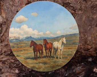 Watercolor Horses Sticker, 3x3 Vinyl,Matte