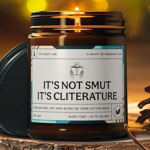 Soy Candle, Feminist Gift It's Not Smut its Cliterature, Booktok Fanfiction Writer, Bookish Handmade Reader Unique Funny, Amber Jar bff gift
