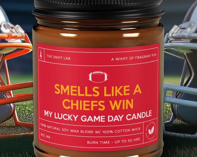 Smells Like a Chiefs Win, Kansas City Chiefs Lucky Game Day Candle, Football Candle, NFL Fans Gift, Game Day Decor, Sport Themed Candle Him