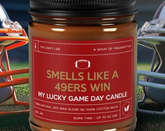 Smells Like a 49ers Win, San Francisco 49ers Lucky Game Day Candle, Football Candle, NFL Fans Gift, Game Day Decor, Sport Themed Candle Him