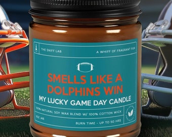 Smells Like a Dolphins Win, Miami Dolphins Lucky Game Day Candle, Football Candle, NFL Fans Gift, Game Day Decor, Sport Themed Candle Him