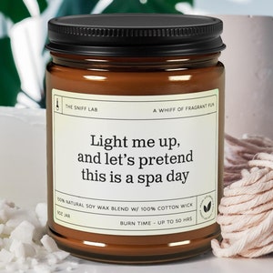 Candle, Relaxing Spa Day Scented Soy Candle in Amber Jar - Calming Aromatherapy Home Fragrance, Meditation Candle, Self-Care Gift, Stress