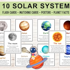 Solar System Planets Flash Cards | Space Flash Cards | Homeschool Printables | Montessori Materials | Digital Kids Flashcards