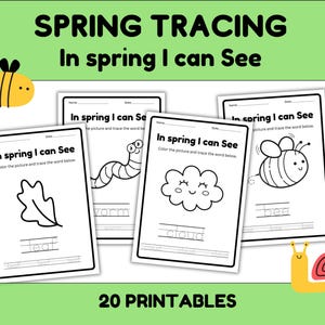 Spring Coloring And Word Tracing Pages, Spring Coloring Pages, Spring tracing, Preschool Spring Worksheet, racing Activity Sheet
