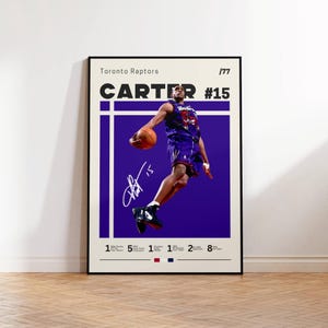 Poster di Vince Carter, poster dei Toronto Raptors, poster NBA, regalo per fan di Kobe, poster sportivo, poster di basket, fan NBA, regalo di basket