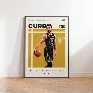 Póster de Stephen Curry, póster de los State Warriors, póster de la NBA, regalo para un fan de Curry, póster deportivo, póster de baloncesto, fanáticos de la NBA, regalo de baloncesto