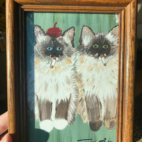 Mini French siamese cats framed print