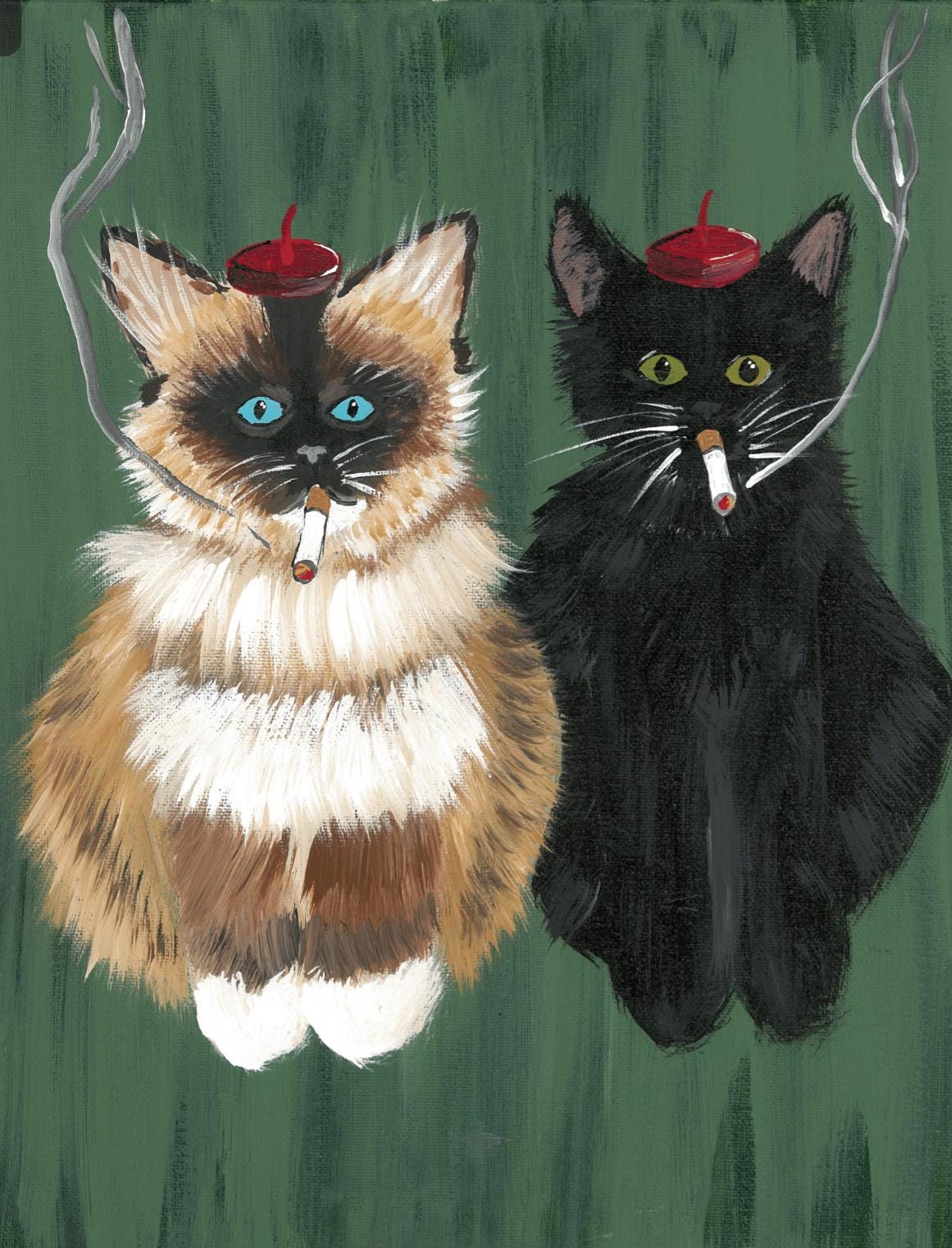 French Smoking Cats Print 11x14 - Etsy