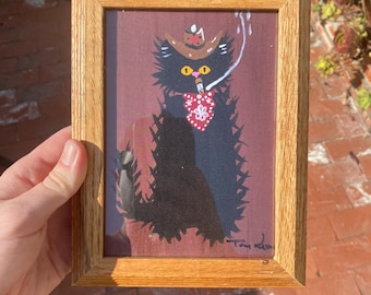 Mini Wyatt cat cowboy framed print
