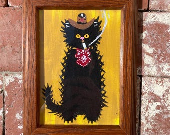 Mini Wyatt cat cowboy framed print