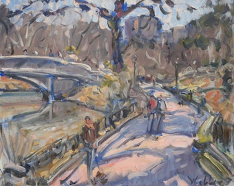 New York City Original Plein Air Oil Painting - Central Park