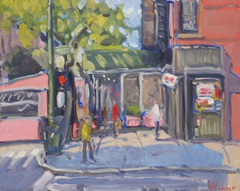 New York City Original Plein Air Oil Painting - Columbus Ave. and West 83rd Street