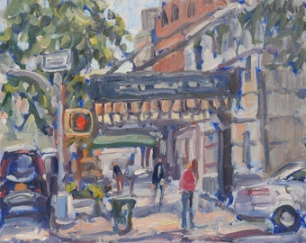 New York City Original Plein Air Oil Painting - West End Ave. and W. 88th Street