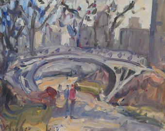 New York City Original Plein Air Oil Painting - Central Park