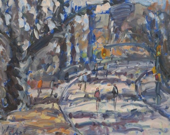 New York City Original Plein Air Oil Painting - Central Park