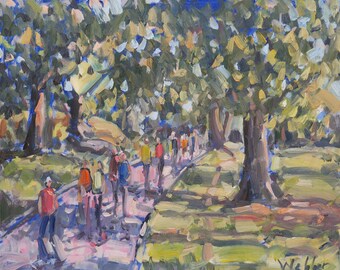 New York City Original Plein Air Oil Painting - Central Park Half Marathon