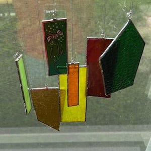 Stained Glass With Painted Design Suncatcher/Mobile