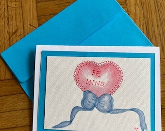 Hand Painted Watercolor Valentine Card