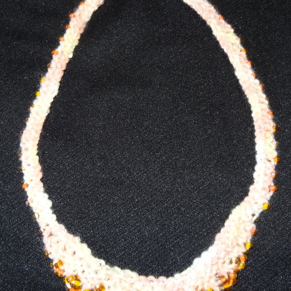 Hand Knitted Necklaces with Glass Seed Beads