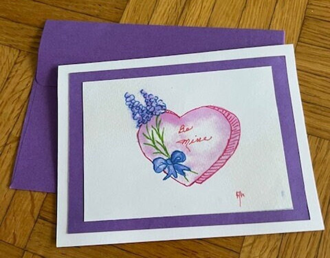 Hand Painted Watercolor Valentine Card - Etsy