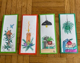 Hand Paint Watercolor Bookmarks