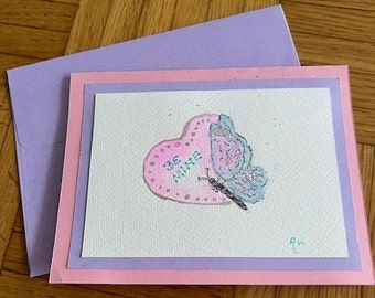 Hand painted Watercolor Valentine Card