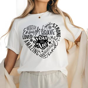 Du Bist SVG Bundle | Inspirierende Selbstliebe PNG | Positive Affirmation Design | Du bist würdig, genug, geliebt | Motivierend | Shirt Design